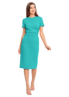 Maggy London Women's Ruched Waist Crepe Sheath Dress Workwear Office Occasion Event Guest of