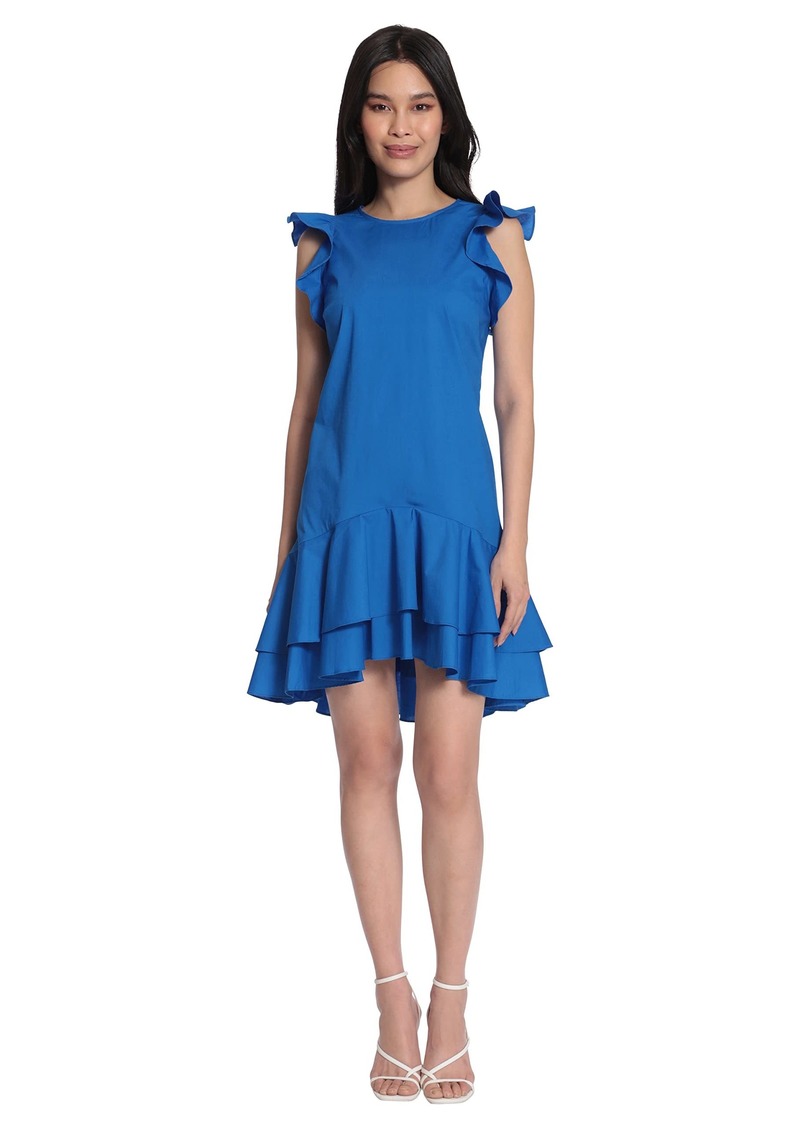 Maggy London Women's Ruffle Armholes and Hem Mini Dress