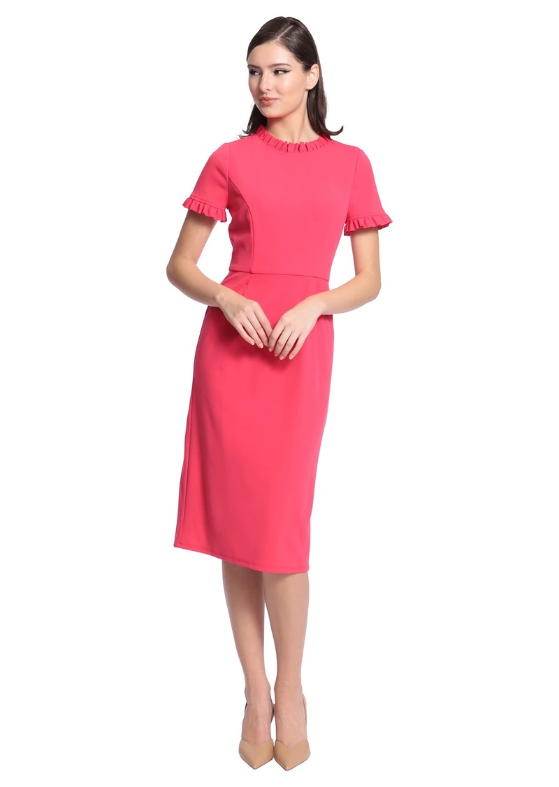 Maggy London Women's Ruffle Collar Slant Pocket Sheath Dress