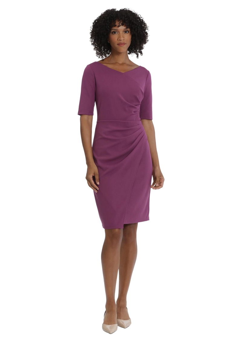 Maggy London Women's Sheath Dress Side Tucks-Grape Kiss