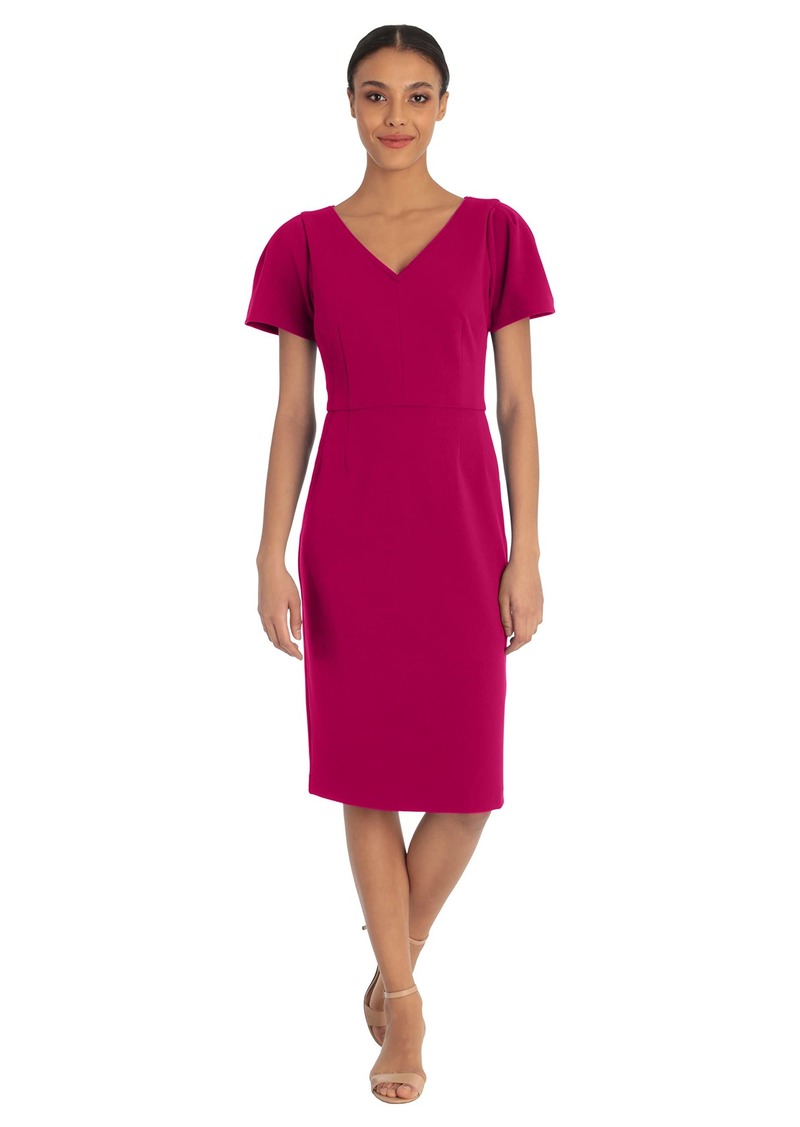 Maggy London Women's Sheath Dress V-Neck-Fierce Magenta