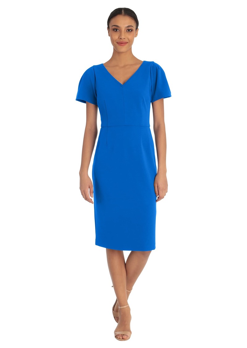 Maggy London Women's Sheath Dress V-Neck-Ocean Blue