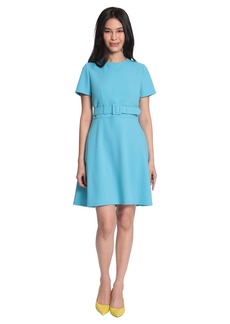 Maggy London Women's Short Sleeve Mini Fit and Flare Dress with Wide Belt