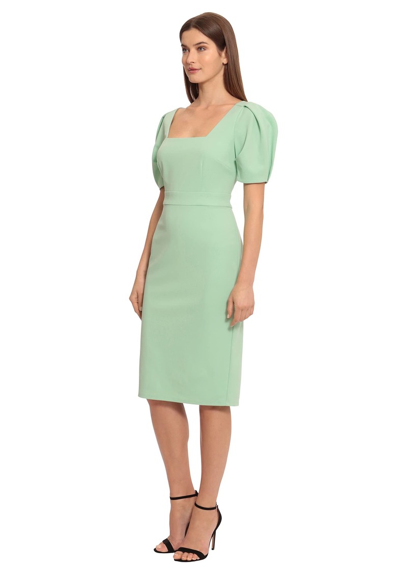 Maggy London Women's Short Sleeve Sheath Scuba Crepe Dress Square Neck-Hemlock