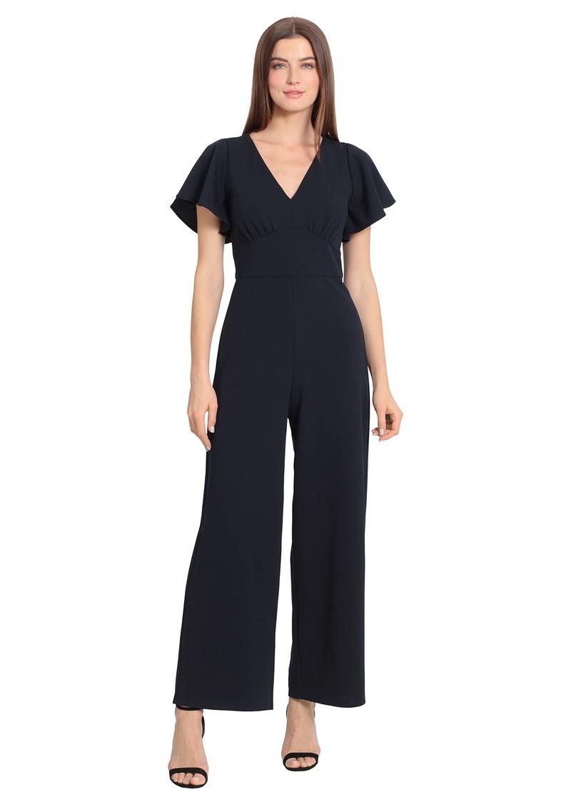 Maggy London Women's Short Sleeve V-Neck Jumpsuit Workwear Desk to Dinner Event Occasion Guest of
