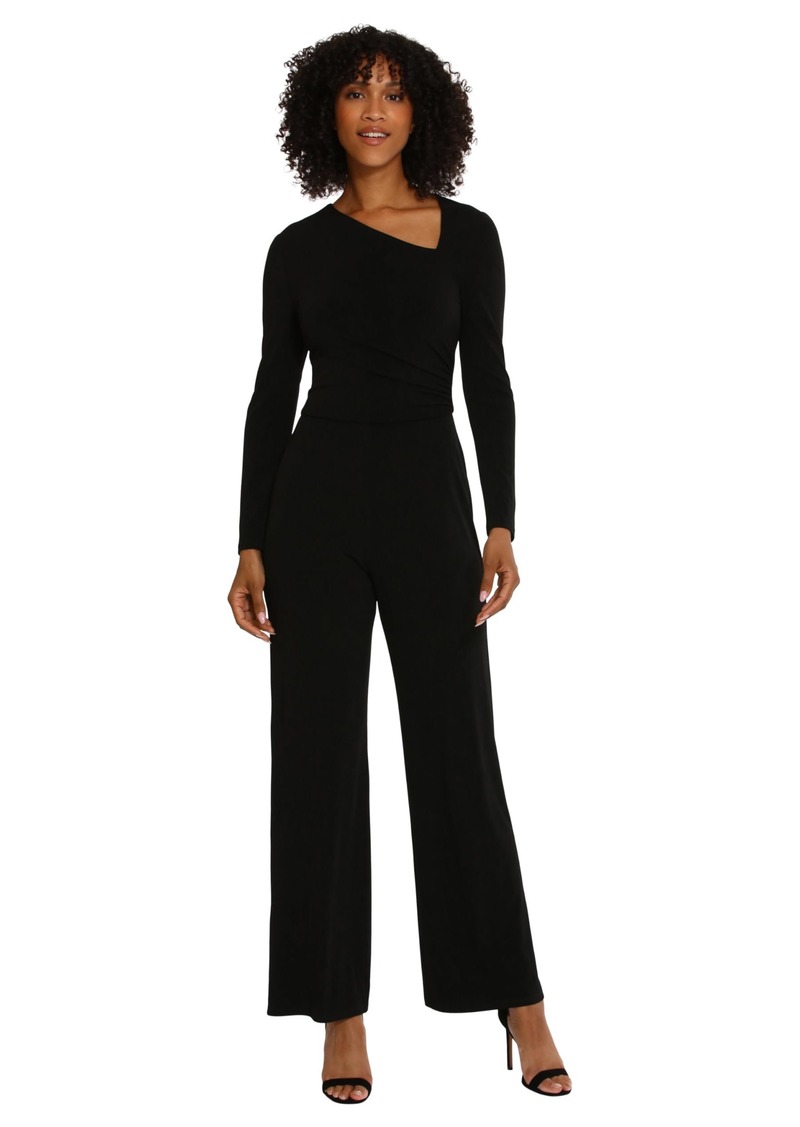 Maggy London Women's Sleek and Sophisticated Asymmetric Ruched Matte Jersey Jumpsuit