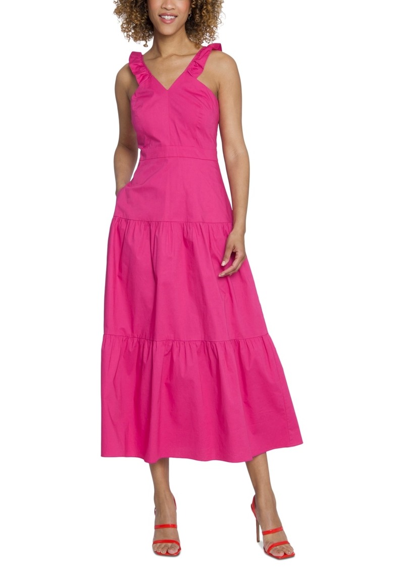 Maggy London Women's Sleeveless Flutter-Strap Dress - Pink