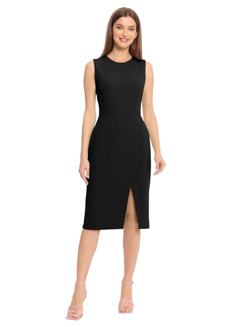 Maggy London Women's Sleeveless Sheath Wrap Knee Length Dress Work Office Wear