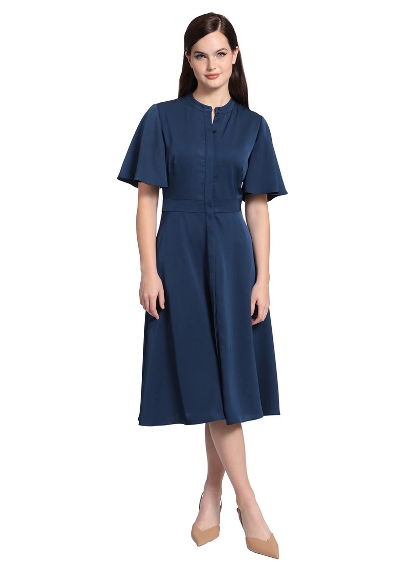 Maggy London Women's Stand Collar Bell Sleeve MIDI Dress