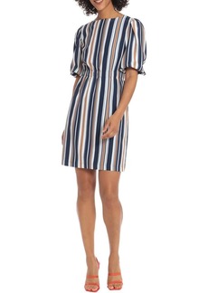 Maggy London Women's Striped Dress with Puff Sleeves