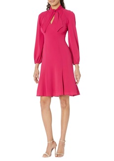Maggy London Women's Tie Neck Bubble Crepe Fit and Flare Dress