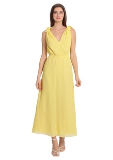 Maggy London Women's Tie Shoulder Chiffon Maxi Dress Date Night Event Guest of
