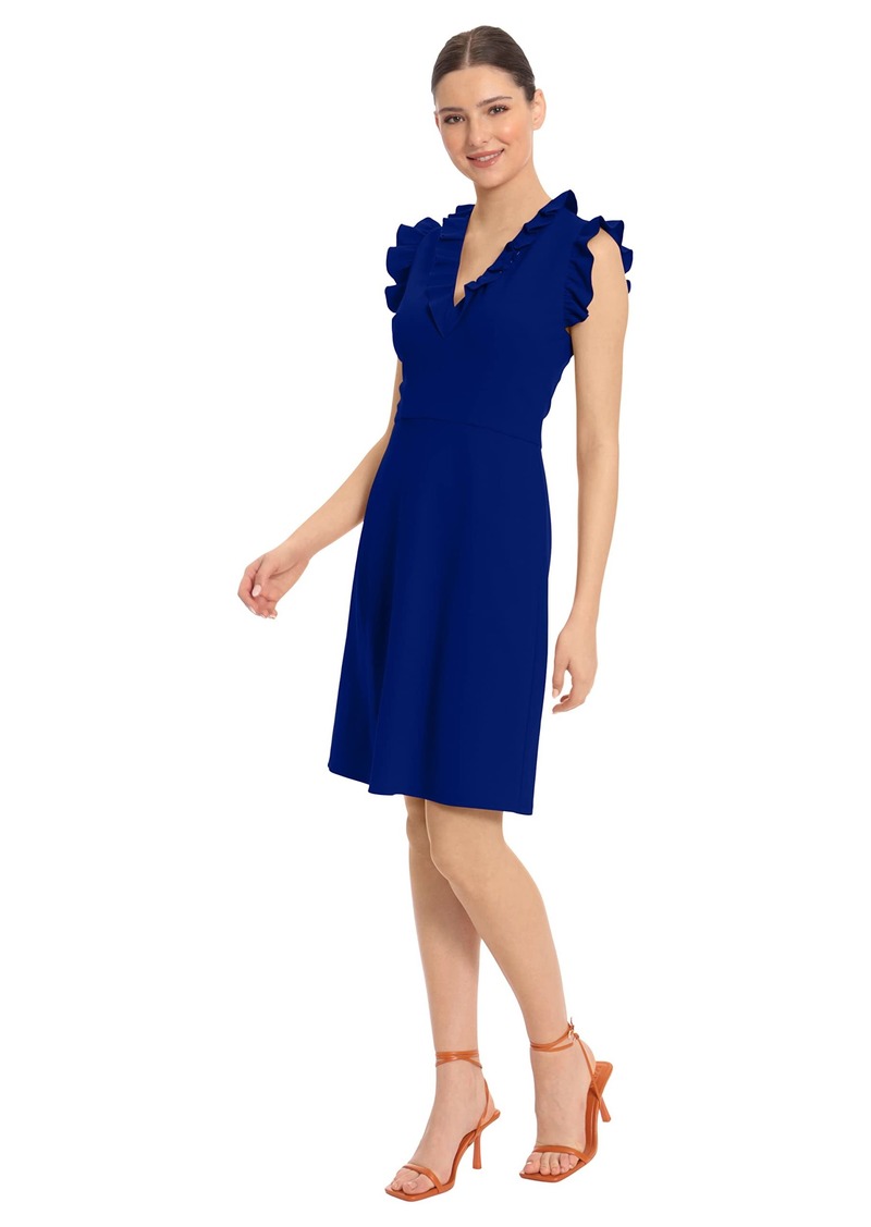 Maggy London Women's V-Neck Dress with Ruffle Details