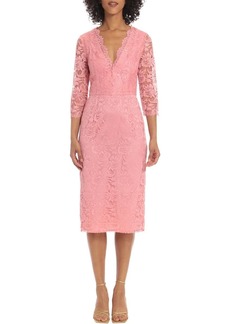 Maggy London Women's V-Neck Knee Length Dress with Lace Edge Details