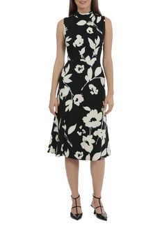 Maggy London Scuba Crepe Floral A Line Dress