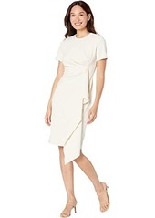 Maggy London Short Sleeve Sheath Dress with Draped Side Detail