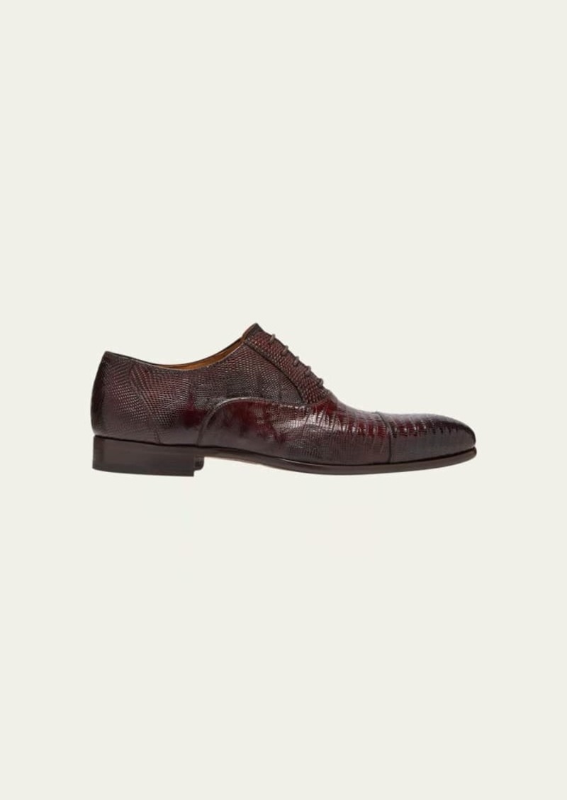 Magnanni Men's Vera Cap-Toe Lizard Oxfords