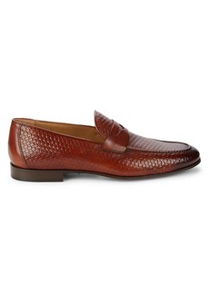 Magnanni Textured Leather Penny Loafers