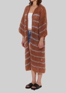 Maiami Mohair Coat In Camel/soft Blue