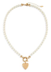 Maison Irem Freja Cultured Freshwater Pearl Heart Pendant Necklace, 18-20"