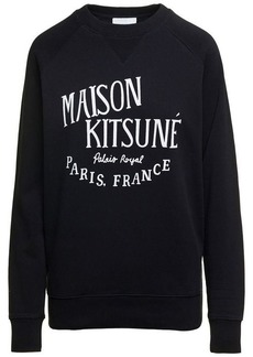 Maison Kitsuné Black Crewneck Sweatshirt with Tricolor Logo patch in Cotton Man