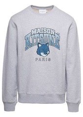 Maison Kitsuné Crewneck Sweatshirt With College Logo Print in Grey Cotton Man