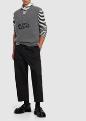 Maison Kitsuné Cropped Pleated Cotton Chino Pants