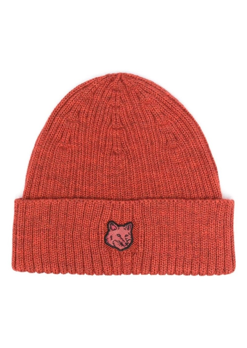 Maison Kitsuné fox-patch ribbed-knit beanie