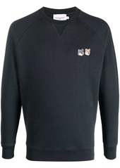 Maison Kitsuné logo-patch crew neck sweater