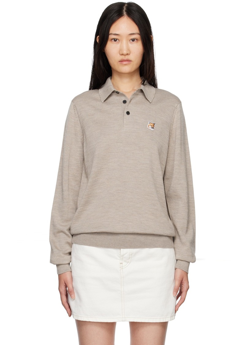 Maison Kitsuné Beige Fox Head Polo