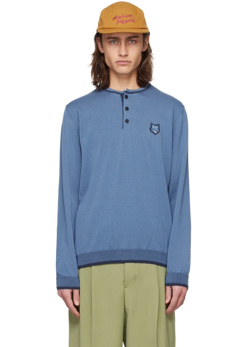 Maison Kitsuné Blue Bold Fox Head Henley