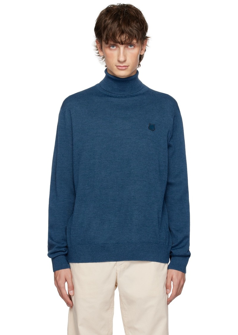 Maison Kitsuné Blue Bold Fox Head Turtleneck