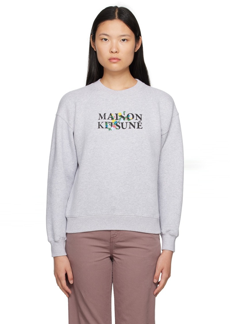 Maison Kitsuné Gray Flowers Sweatshirt