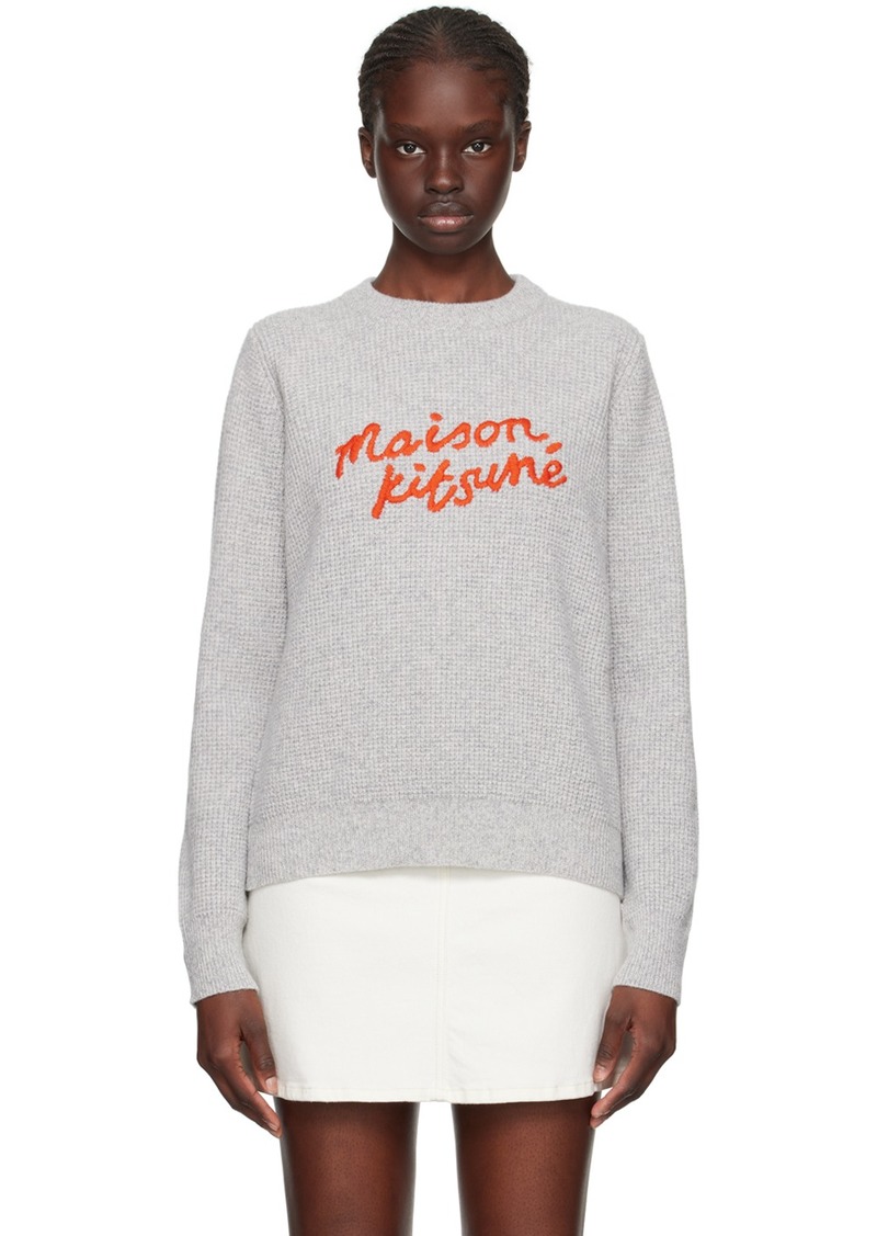 Maison Kitsuné Gray Handwriting Sweater