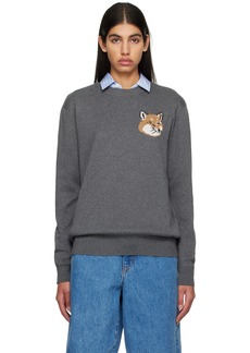 Maison Kitsuné Gray Mini Fox Head Sweater