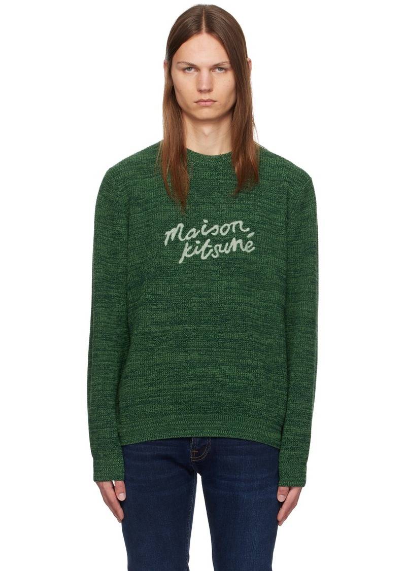 Maison Kitsuné Green 'Maison Kitsuné' Handwriting Sweater