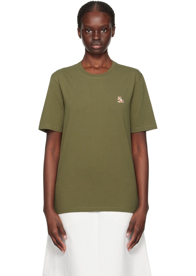 Maison Kitsuné Khaki Chillax Fox T-Shirt