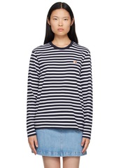 Maison Kitsuné Navy & White Fox Head Long Sleeve T-Shirt