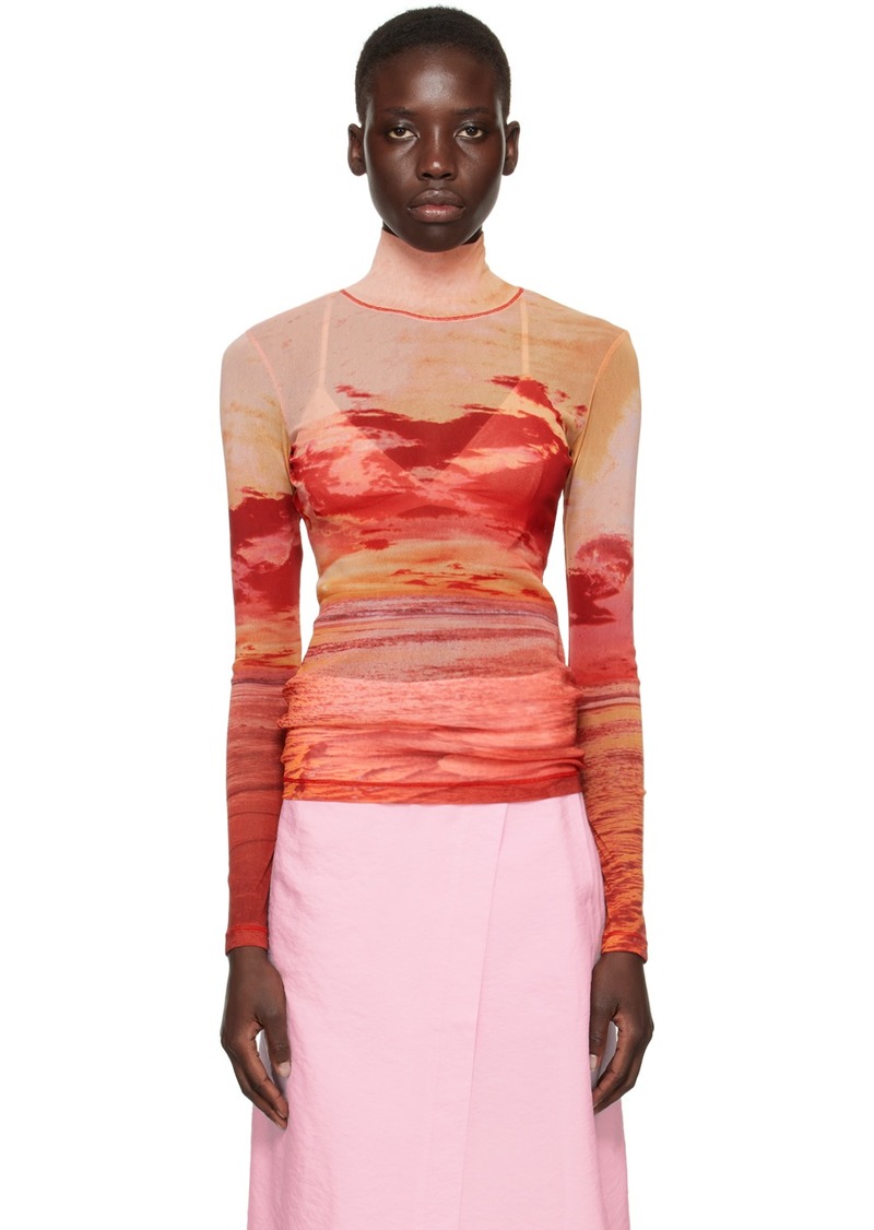 Maison Kitsuné Orange Sunset Landscape Turtleneck