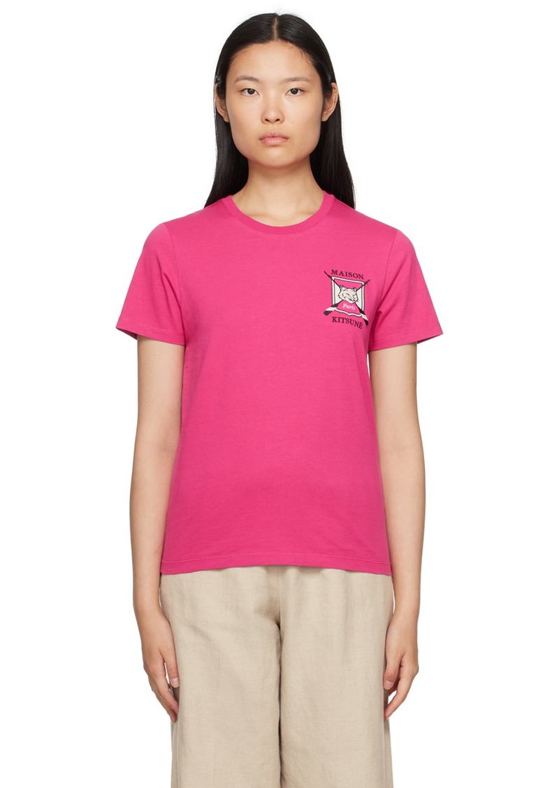 Maison Kitsuné Pink College Fox T-Shirt