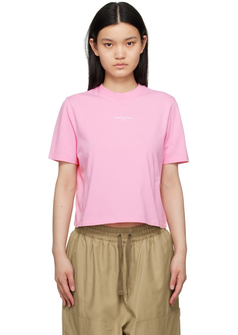 Maison Kitsuné Pink Embroidered T-Shirt