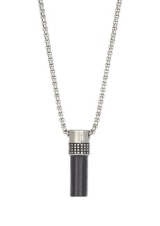 Maison Kitsuné Stainless Steel Faux Leather Cylinder Pendant Necklace in Black at Nordstrom Rack