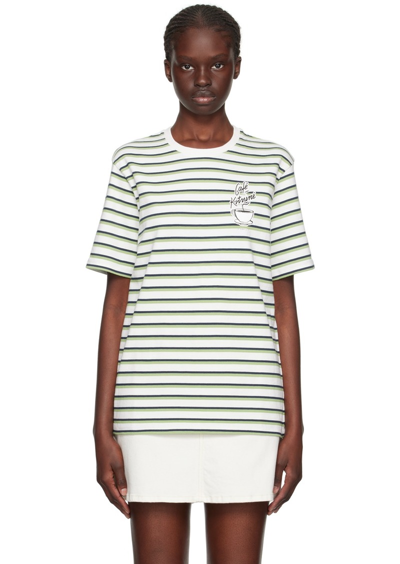 Maison Kitsuné White Striped T-Shirt