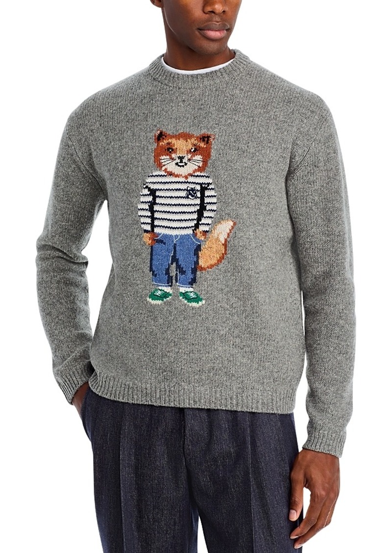 Maison Kitsuné Maison Kitsune Dressed Fox Regular Fit Intarsia Wool Sweater