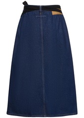Maison Margiela Asymmetric Cotton Denim Midi Skirt