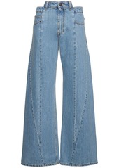 Maison Margiela Asymmetric Wide Leg Cotton Denim Jeans