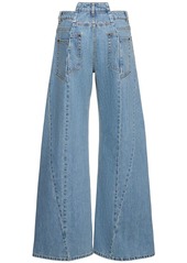 Maison Margiela Asymmetric Wide Leg Cotton Denim Jeans