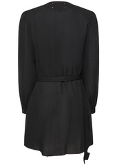Maison Margiela Belted Wool Crepe Playsuit W/ Collar