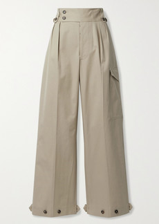 Maison Margiela Button-detailed Pleated Cotton-gabardine Wide-leg Pants