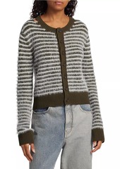 Maison Margiela Contrast-Striped Wool-Blend Cardigan